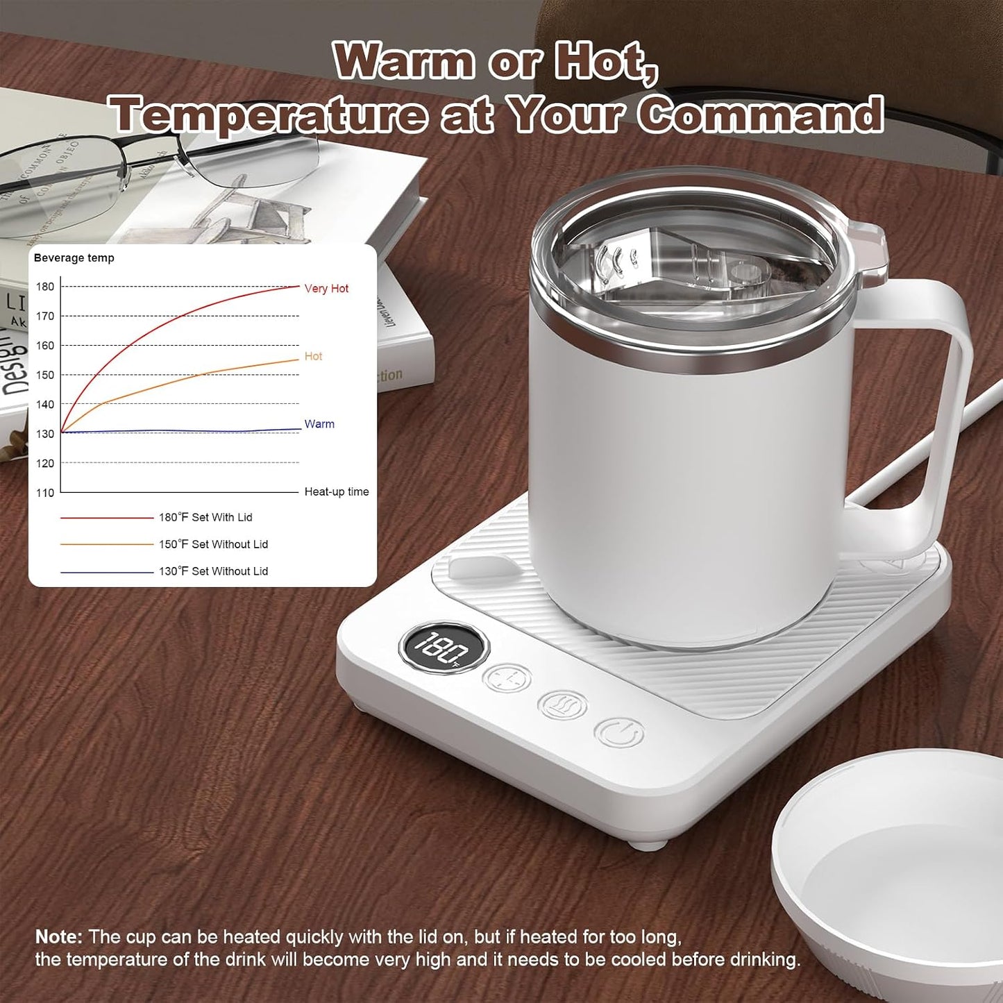 Felibeaco Coffee Mug Warmer & Mug Set for Desk, Smart Coffee Cup Warmer with 16oz Heated Mug, Cup Heater with Auto Shut Off for Office/Home, Coffee Gifts for Women/Men/Dad on Father‘s Day, Red