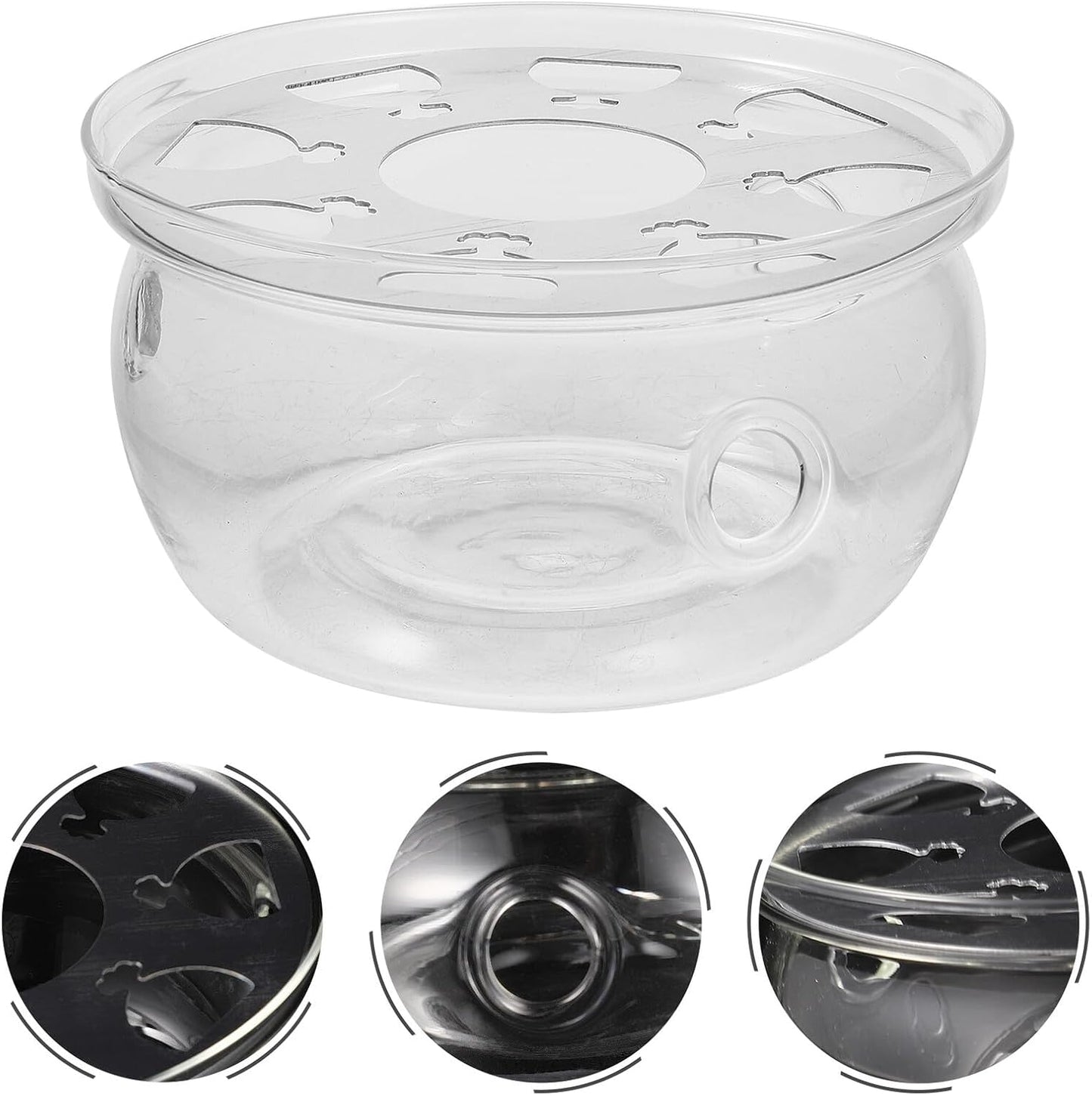 BESPORTBLE Household Glass Teapot Warmer with Heat-Resistant Base Safe Glass Tea Stove Heater for Warming Tea and Food Compact Design for Home Decoration and Practical Use