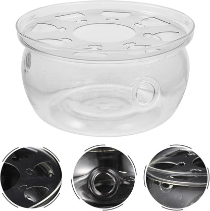 BESPORTBLE Household Glass Teapot Warmer with Heat-Resistant Base Safe Glass Tea Stove Heater for Warming Tea and Food Compact Design for Home Decoration and Practical Use