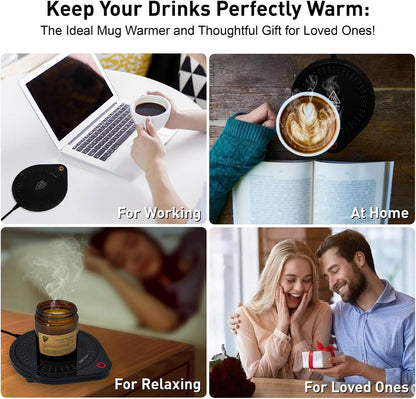 25W Electric Candle Warmer for Coffee Mugs, 75℃ Heating & Auto Shut-Off, Spill-Proof Desk Warmer for Beverages (White)