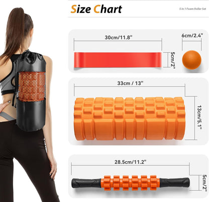 SUBCULTUREPICK 5 in1 Foam Roller Set, Trigger Point Foam Roller Deep Tissue