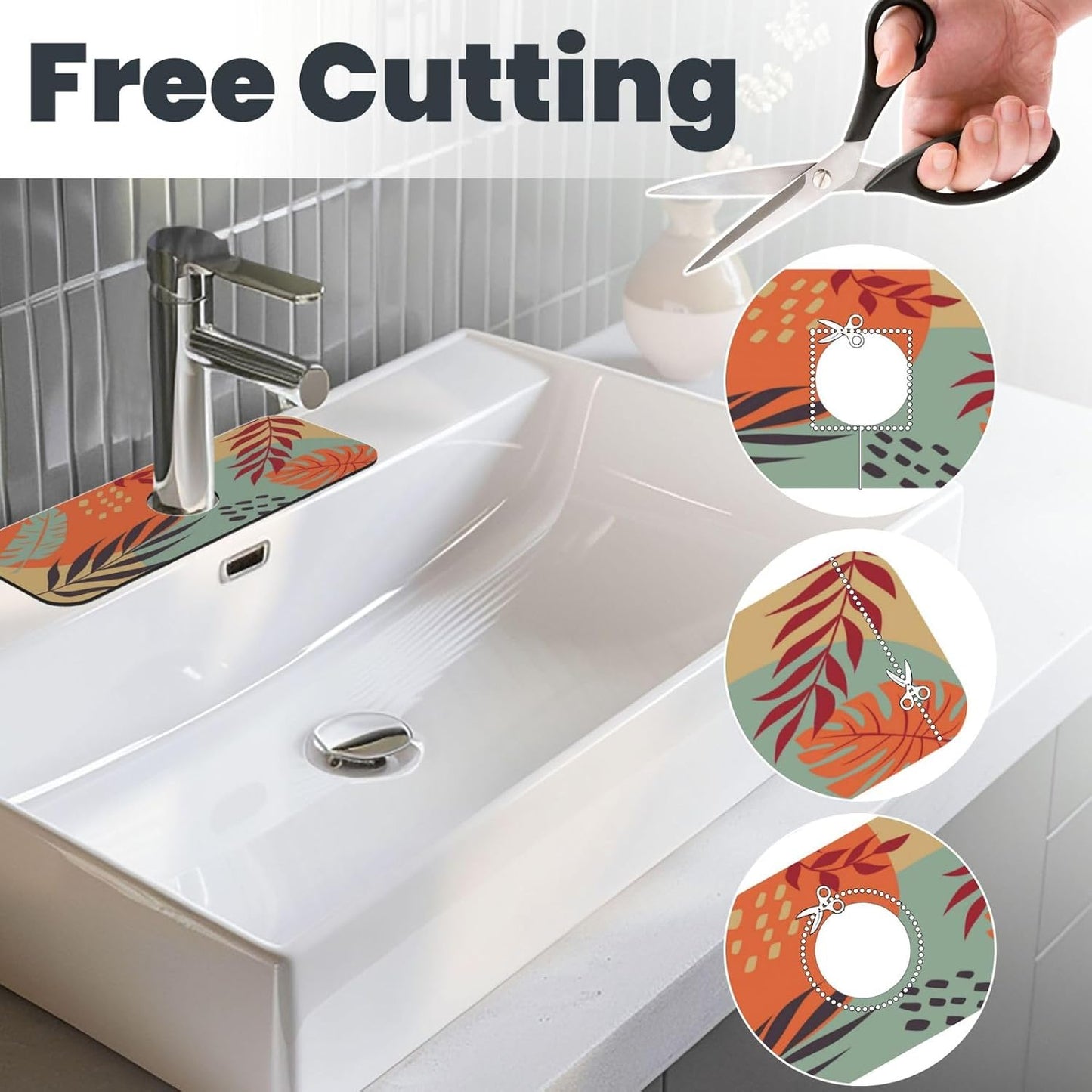 Wildflowers Floral Flower Kitchen Sink Splash Guard Faucet Mat Super Absorbent Fast Drying Mat Sink Gadgets-Fast Drying Pad Sink Mat For Kitchen Bathroom (15" X 5.5" )