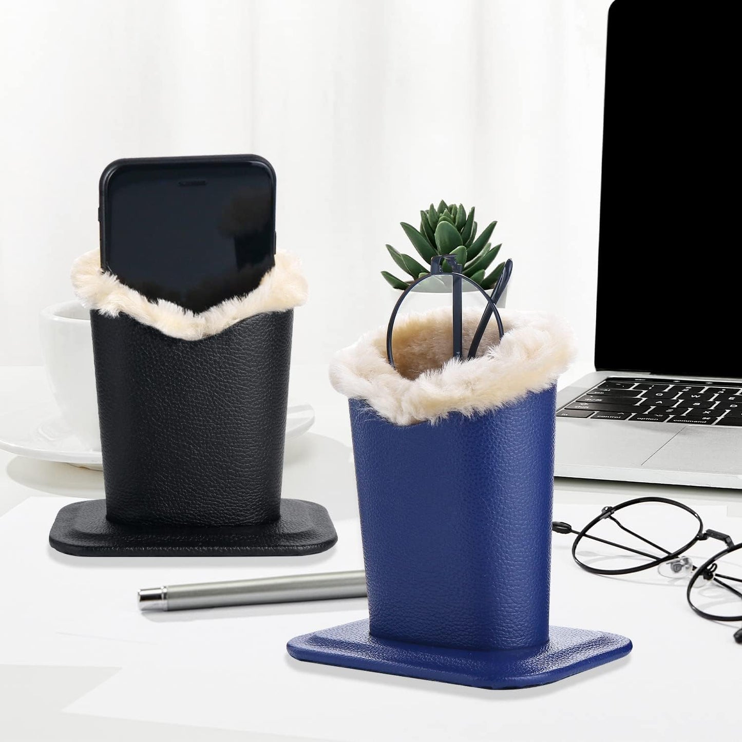 Plush Lined Eyeglasses Holder,Glasses Storage Organizer for Desk, Nightstand, Office,Eyewear Display Case,2 Packs