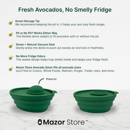 Avocado Saver | Avocado Keeper – Collapsible with Lid, Reusable, and Keeps Food Fresh - Multi-Use Fruit and Vegetables Saver, XL Half-Cut Container Storage for Fridge