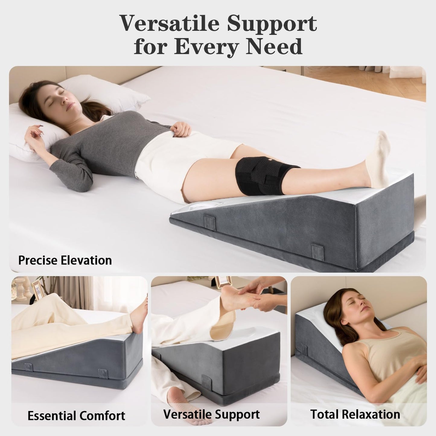 Hapiclody Leg Elevation Pillow for After Surgery – Adjustable Height Knee Surgery Recovery Leg Support Pillow, Designed for Knee Replacement Recovery, Single Leg Elevating Wedge
