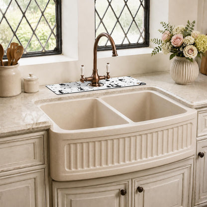 Light Brown White Checkered Kitchen Sink Splash Guard Faucet Mat,Faucet Non-Slip Absorbent Mat,Farmhouse Sink Splash Guard Behind Faucet for Kitchen Bathroom, 15"x5.5"