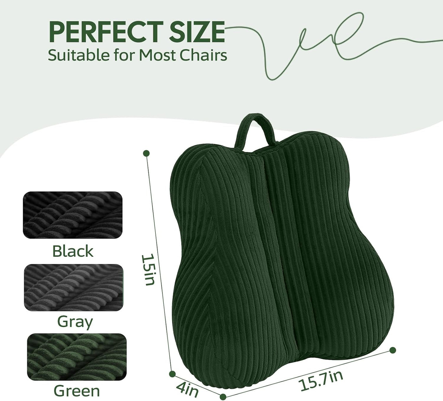 Lumbar Support Pillow for Couch, Back Support Pillow for Chair | Heart-Shape Back Cushion with Shredded Foam for Back Pain Relief & Reading, Lumbar Cushions for Recliner, Car, Black