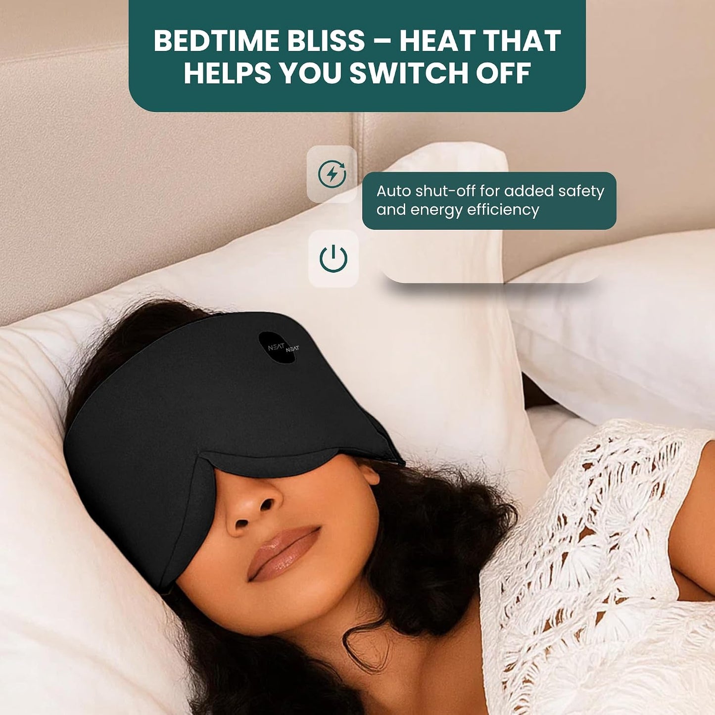Heated Eye Mask – Cordless Electric Warm Eye Compress for Dry Eyes, Stye & Eye Strain Relief – 4 Heat Settings, Rechargeable, Light-Blocking, Blackout, Washable Cover (Ocean Stone)