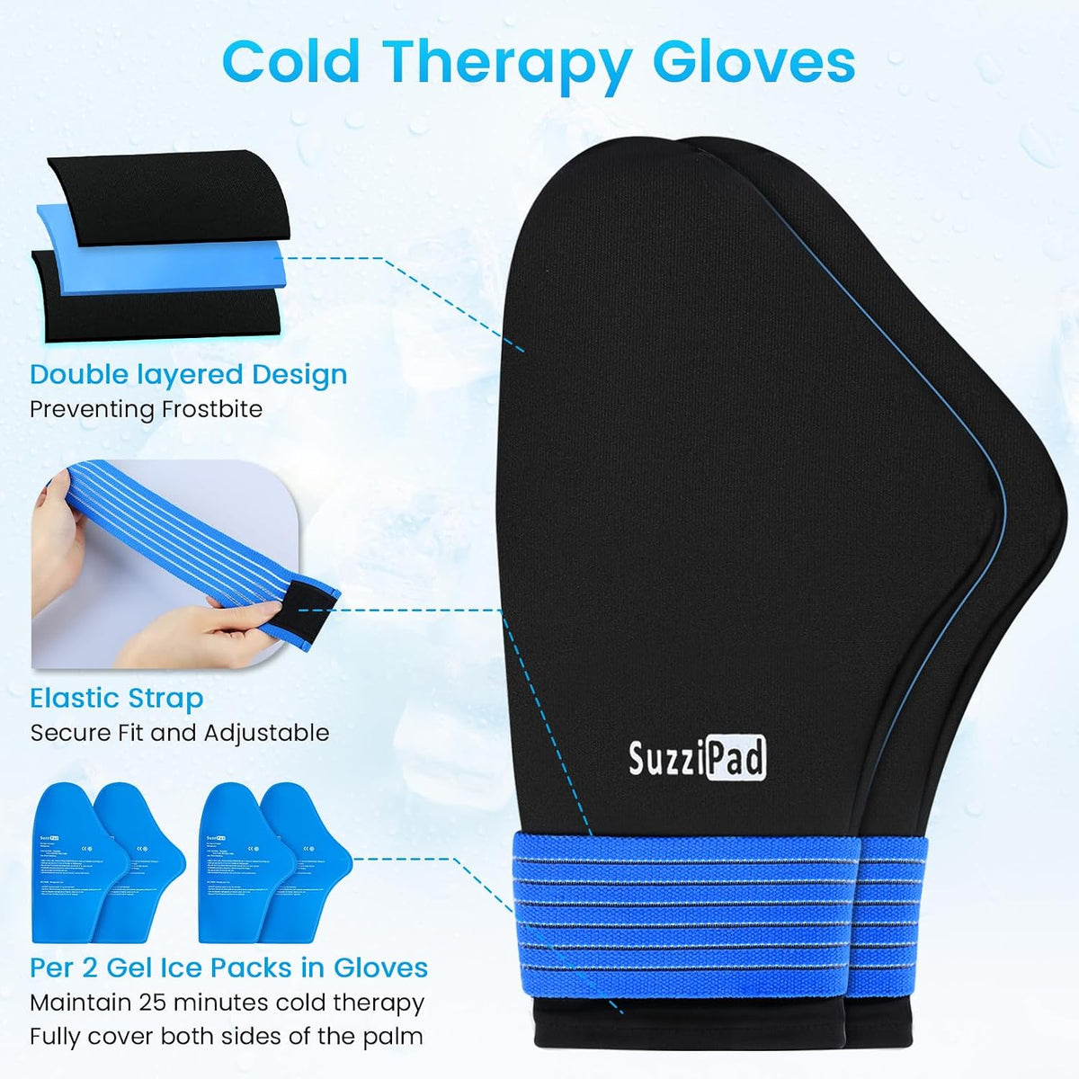 SuzziPad Cold Therapy Socks & Hand Ice Pack, Cooling Gloves for Chemotherapy, Chemo Care Package for Women and Men, S/M