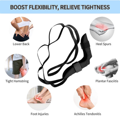 Fitness Foot and Calf Stretcher for Plantar Fasciitis, Achilles Tendonitis, Heel Spurs, Drop Foot, Physiotherapy Stretching Strap Relief, Yoga Leg Stretch Strap for Thigh and Hamstring
