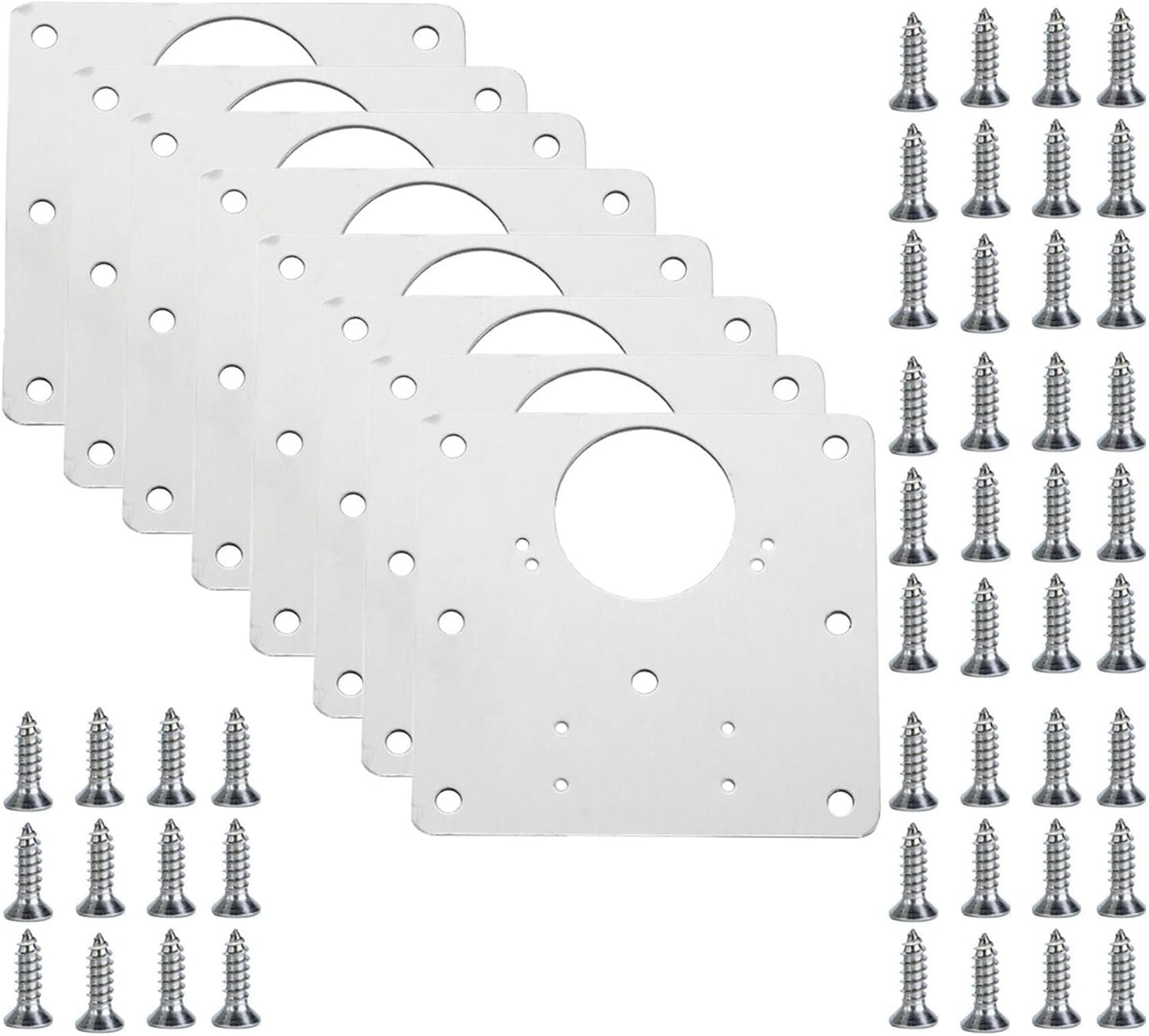 8 Pcs Hinge Repair Plate, 3.5 Inch x 3.5 Inch Stainless Steel Cabinet Door Panel Reinforcement Plate for Installation and Repair of Hinges (8)