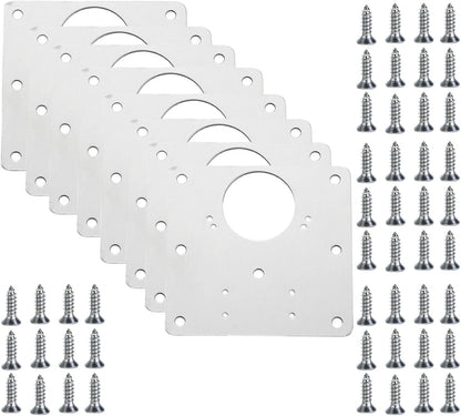 8 Pcs Hinge Repair Plate, 3.5 Inch x 3.5 Inch Stainless Steel Cabinet Door Panel Reinforcement Plate for Installation and Repair of Hinges (8)