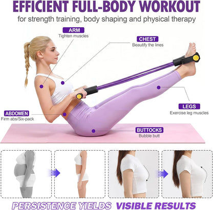 Foot Pedal Resistance Bands with Handles, Multifunction Elastic Yoga Exercise Bands, Home Gym Fitness Equipment for Women & Men to Tone Abs, Core, Legs, Arms, Waist