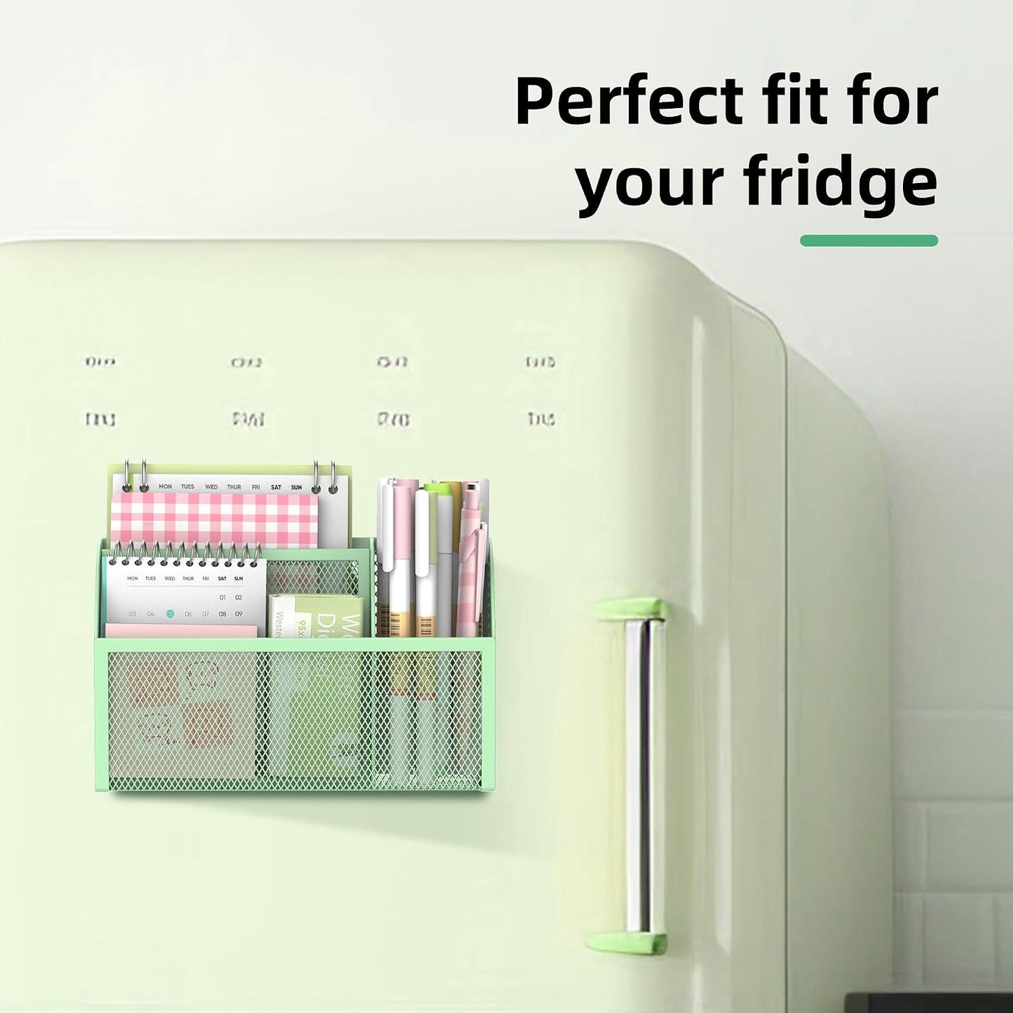 3-Grid Magnetic Pencil Holder, Strong Magnet Locker Organizer, Black | Mesh Magnetic Shelf, Marker Holder Perfect for Whiteboard, Refrigerator and Locker Accessories