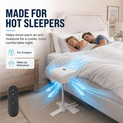 Adjustable Breeze Bed Cooling Fan, Quiet Bed Fans For Cooling And Sleep Under Sheets, Midnight Bed Cooling System for Hot Sleepers, Ideal Summer Gift, Suitable for Low Beds & Standard Beds (white)