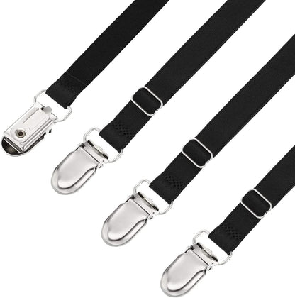 Boao 12 Pcs Bedsheet Strap Elastic Clip, White, 4-8 Inch Length
