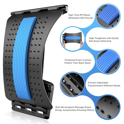 Back Stretcher for Lower Back Pain Relief, 4 Level Adjustable Lumbar Back Cracker Board, Back Cracking Device, Back Massager for Scoliosis, Spine Decompression and Lumbar Decompression(Black)