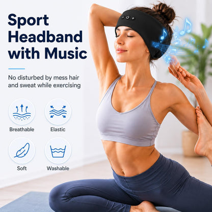 2-Pack Sleep Headphones Bluetooth Headband, Ultra-Thin HD Stereo Wireless Headband for Sleeping, Workout, Running, Yoga - Gift for Men Women, Black+Gray