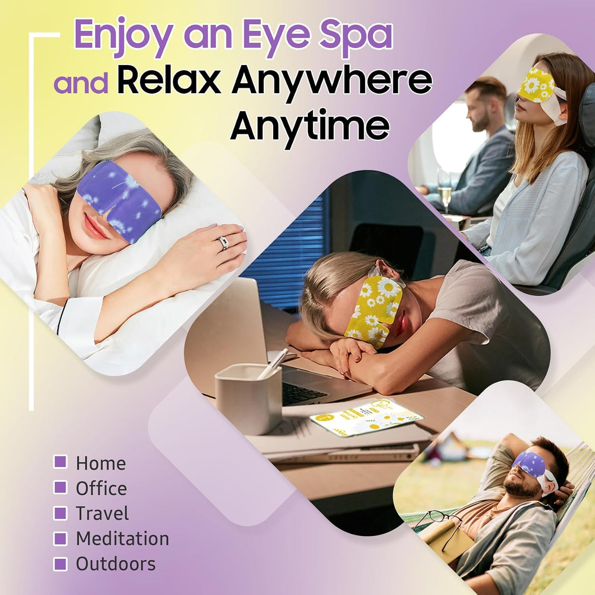BeHoomi Steam Eye Mask, 10Packs Heated Eye Mask, Self Heating Disposable SPA Warm Compress for Eyes Sleep Mask, Travel Essentials & Relaxation Gifts for Women (Lavender Scent)
