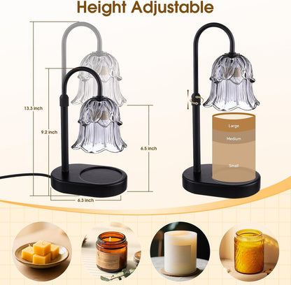 Candle Warmer Lamp Adjustable Timer - Electric Flower Glass Candles Light