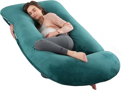 ALLOPERA Pregnancy Pillows for Sleeping, 57-Inch U-Shaped Full Body Maternity Pillow with Adjustable Fill and Removable Washable Cover, Back, Belly, Hip and Leg Support for Pregnant Women, Black Grey