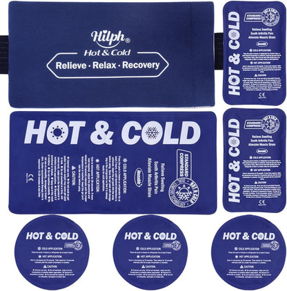 Hilph Ice Packs for Injuries Reusable, 2 Gel Packs & Adjustable Sleeve