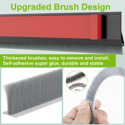 2 PCS Door Brush Bottom Sweep, Draft Stopper 2" W x 39" L, Black | No Residue, Strong Adhesive Self Adhesive Door Sweep for Bottom, Bottom Seal Strip for Dust/Noise/Hot or Cold Air Insulation