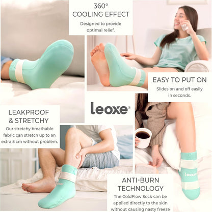 Foot Ankle Ice Pack Wrap, Ice Pack for Injuries & Sprains, Cold Compression Reusable For Foot Swelling Relief, Plantar Fasciitis, Achilles Tendinitis, Toe Pain Relief & Surgery Recovery (Single Sock)