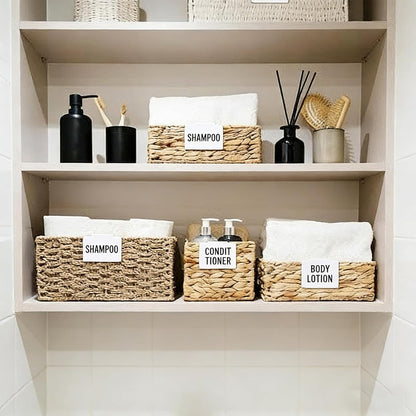 16 Pcs White Basket Labels Clip Bin Labels Clip with Pens Removable PVC Label for Baskets for Kitchen Pantry Storage Fabric Box Hanging Bin ﻿ (White)