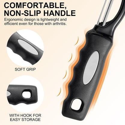 Premium Swivel Vegetable Peeler, Soft Grip Handle and Ultra Sharp Stainless Steel Blades - Perfect Kitchen Peeler For Veggie, Fruit, Potato, Carrot, Apple - Black - Set of 2
