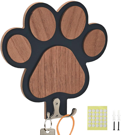 Goodangie00 Wooden Dog Leash Holder Wall Decoration, 3D Dog Paw Harness Wall Mount Hanger Organizer Hooks for Rustic Home Decor, Leashes, Keys, Collars, Hallway, Pet Lover Gift（White）