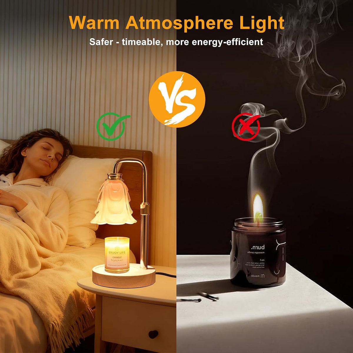 Candle Warmer Lamp with Timer & Dimmer, Birthday Gifts for Women Mom, 4-Level Dimmable Flower Heat Lamp for Jar Candles, Adjustable Height, House Warming Gifts, Home Decor (Purple