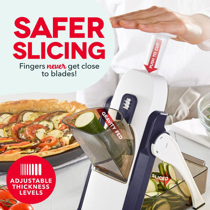 Dash Safe Slice Mandoline Slicer, Adjustable 30+ Combos, Aqua | Vegetable, Potato & Onion slicer, 1-8mm Thickness, Julienne, Matchstick & Dice Cuts, Folds Flat, Stainless Steel Blades