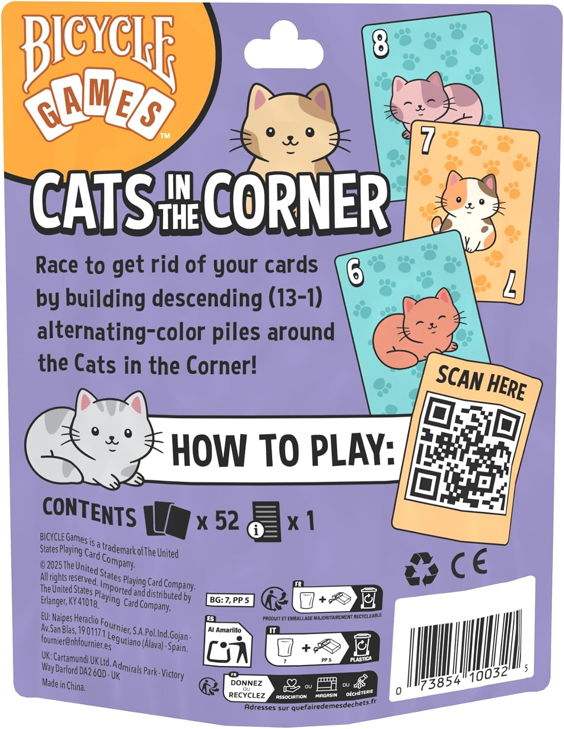 Bicycle Cats in the Corner Card Game for 2-4 Players Ages 6+