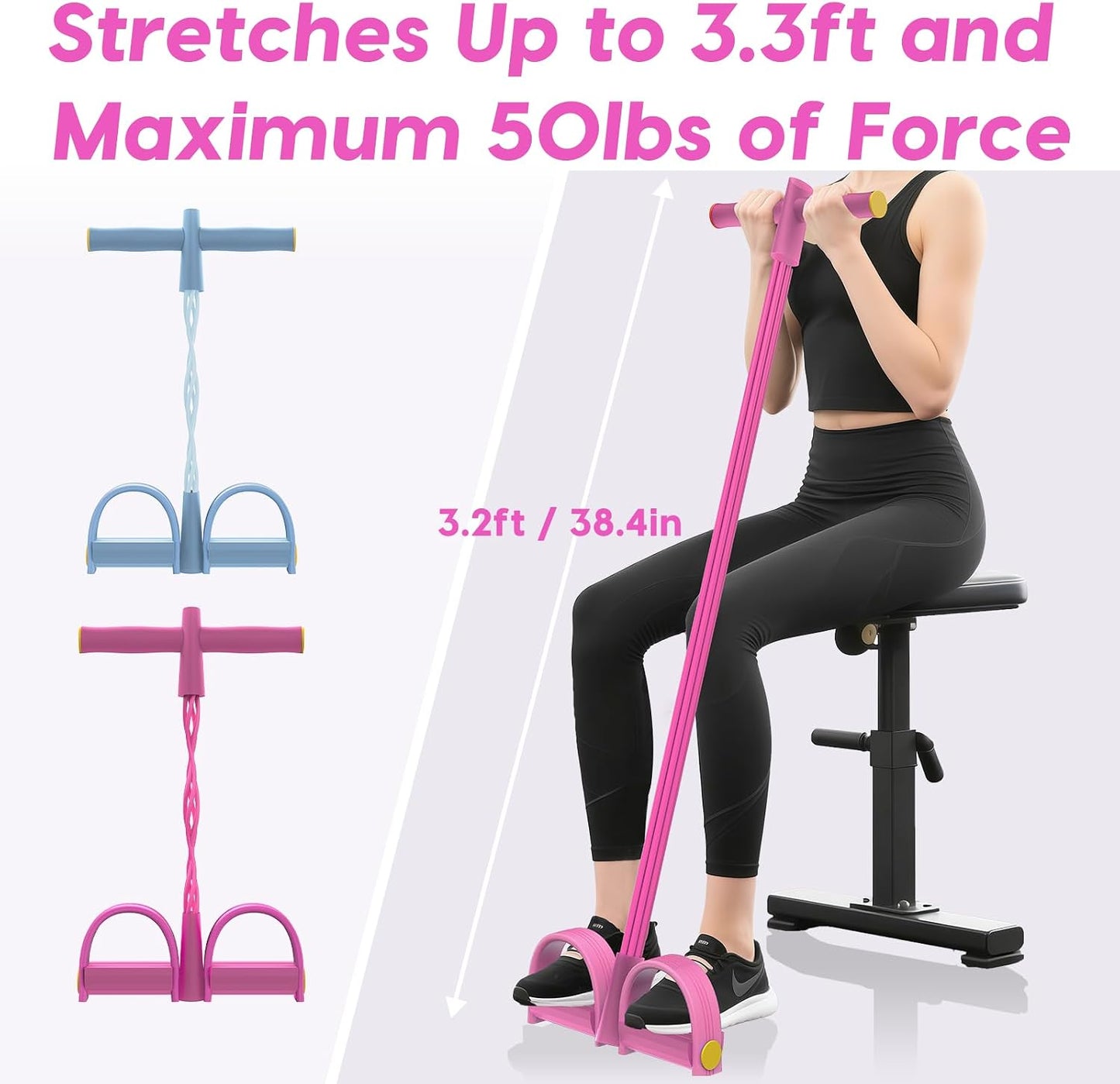 Pedal Resistance Band with Handles, 6-Tubes Natural Rubber Exercise Bands | Upgrade Foot Pedal Resistance Bands for Working Out, Multifunction Fitness Equipment for Abdomen, Waist, Arm, Leg, Pilates