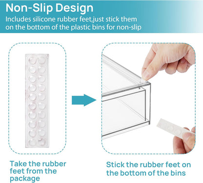 Vtopmart Clear Stackable Storage Drawers Set of 6, Plastic Organizer Bins | Multi-purpose Boxes for Bathroom Accessories Storage, Ideal for Cabinet, Shelf, Pantry, Laundry Room Organization
