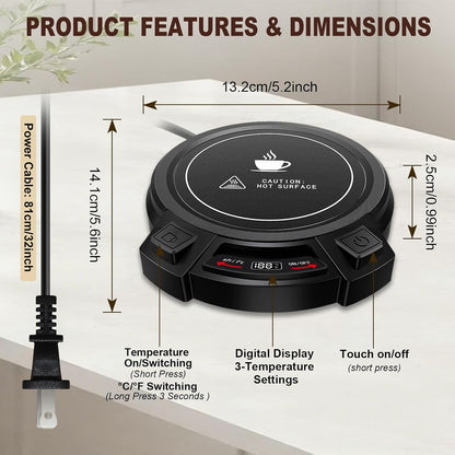 Coffee Mug Warmer for Desk-Smart Candle Warmer Digital Display | 8H Auto Shut Off-Coffee Heater with Touch Tech/3 Gear Temp Settings,Constant Temperature Heating,Warmer for Coffee,Tea,Milk