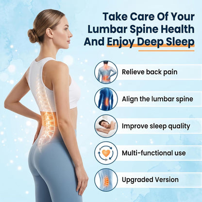 Lumbar Support Pillow for Sleeping,Premium Memory Foam Lower Back Pain Relief Bed Rest Support Pillows for Car Bed,Couch,Waist Support Care Cushion,Sleep Lumbar Pillow (Black Grey)