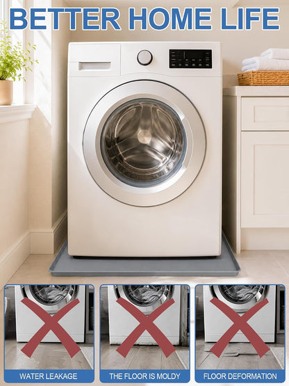 Washing Machine Drain Pan Silicone Mat, Washer Tray for Floor Protection | 32" x 30" Non-Slip Waterproof Anti-Vibration Leak Resistant, Sturdy & Easy to Clean Drain Pan for Under Dryer or Washer