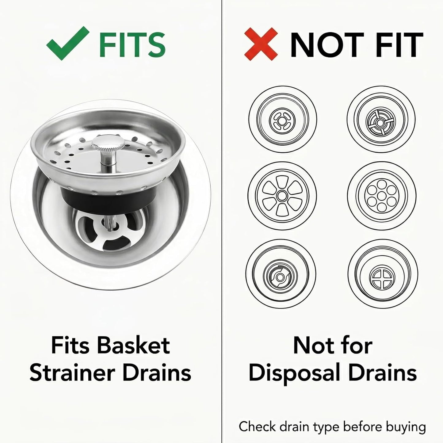 Kingrol 4 Pack Kitchen Sink Strainer Baskets with Removable Rubber Stoppers, Stainless Steel Replacement for Select 3.5" Basket Strainer Drains, Easy Clean, Rust Resistant