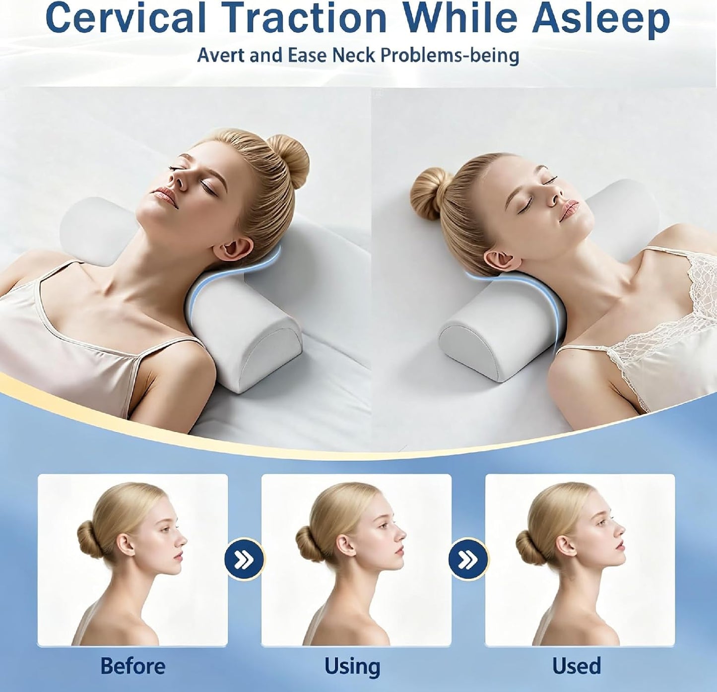 Cervical Neck Roll Pillow for Neck Pain Relief, High-Density Memory Foam Sleeping Decompression Support, Shoulder Relaxer & Neck Bolster (Adult Size)