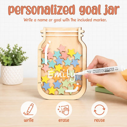 Reward Jar Potty Training Chart, Behavior Chart for Kids Classroom Must | Personalized Wooden And Acrylic Reward Jar For Chores, Home, Fridge, School Teacher Supplies, Includes Marker And Stand