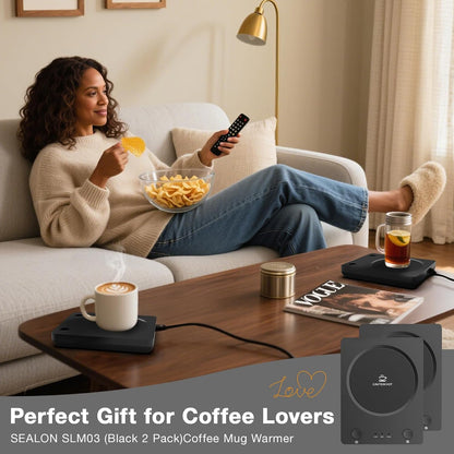 SEALON SLM03 Electric Coffee Mug Warmer - 3-Temperature Desk Cup Warmer with Auto Shut-Off (4 Hours) for Heating Coffee, Tea, Milk & Beverages