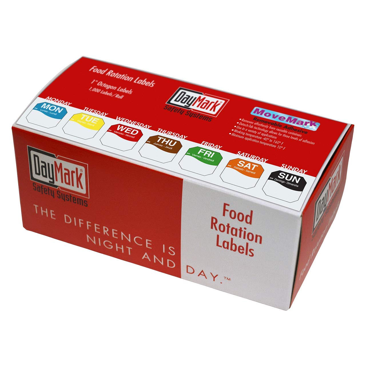 DayMark Safety Systems Day of The Week 1" Removable Labels, Monday-Sunday, Dispenser Box Included (7,000 Labels) (IT111183)