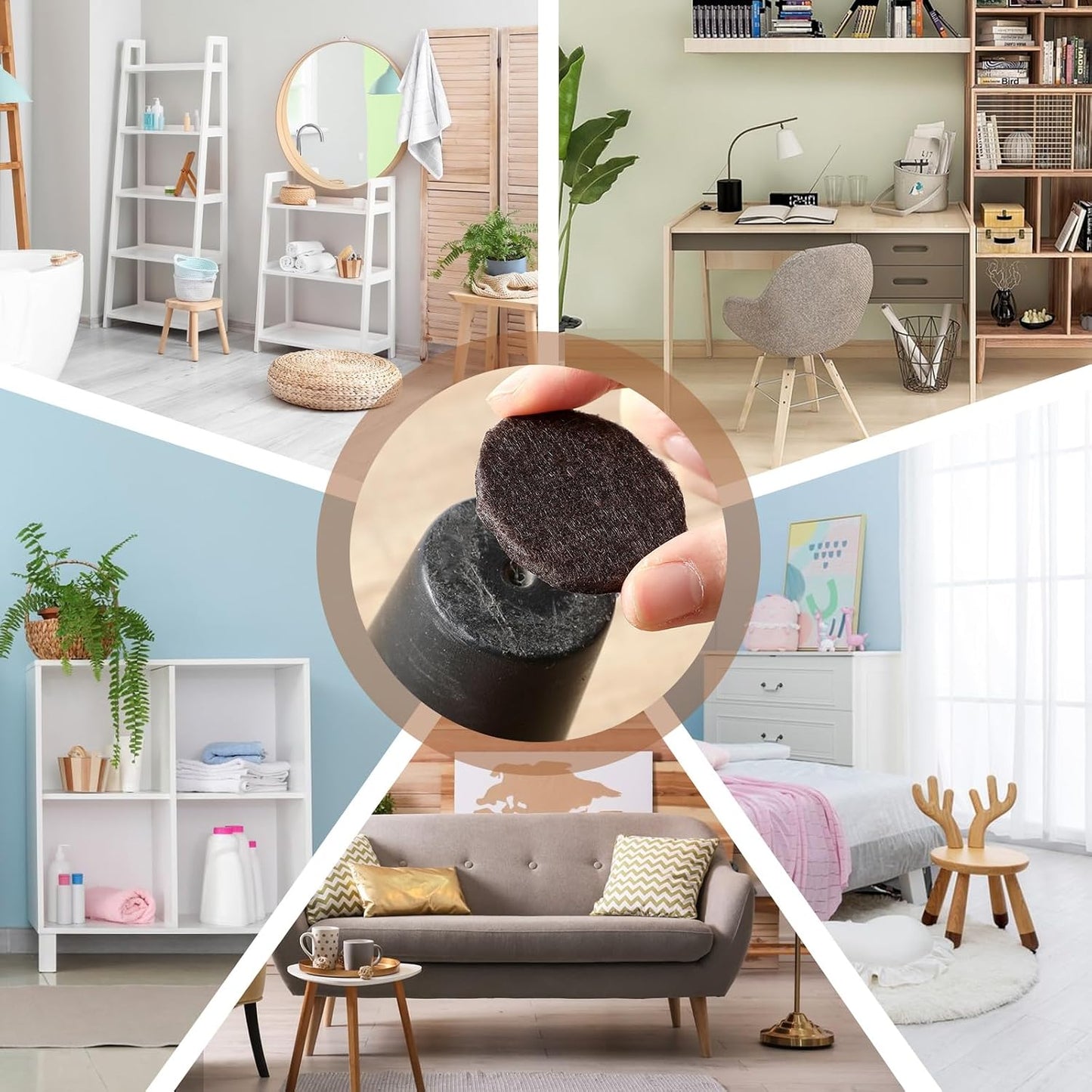 12Pcs Square Felt Furniture Pads, Self Adhesive Square Furniture Felt Pad 2 inch x 2 inch Cuttable Anti Scratch Floor Protectors Surface Protector for Hardwood Cabinet Laminated Floor Tile