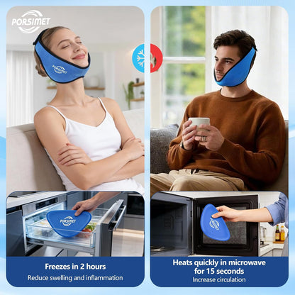 Wisdom Teeth Ice Pack Head Wrap for Face Oral Surgery Recovery, Large Face Ice Pack Jaw Ice Wrap with 4 Hot/Cold Gel Packs for TMJ Relief, Oral Surgery, Tooth Extraction, Dental Implants