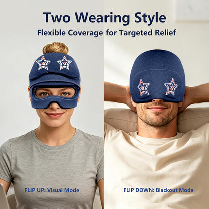Migraine Relief Cap with Slide-Up Eye Mask, Headache Relief Ice Hat