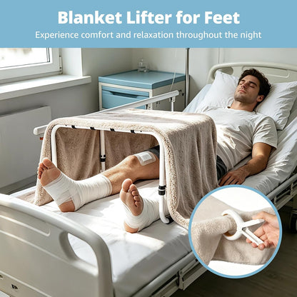 Blanket Lifter for Feet, Adjustable Bed Cradle Blanket Support Frame for Foot, Leg, Knee, Toe and Ankle Pressure Relief, Carbon Steel Bed Lift Aid for Post Surgery, Injury Recovery&Home Care, 4 Clips