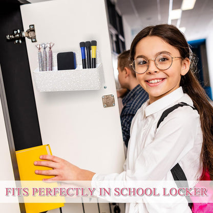 MotiMind Purple Locker Accessories for Girls, Bling Magnetic Pen Holder for Refrigerator, Back to School Rhinestone Marker Holder for Locker, Sparkly Gift for Student (Medium,Rhinestone)