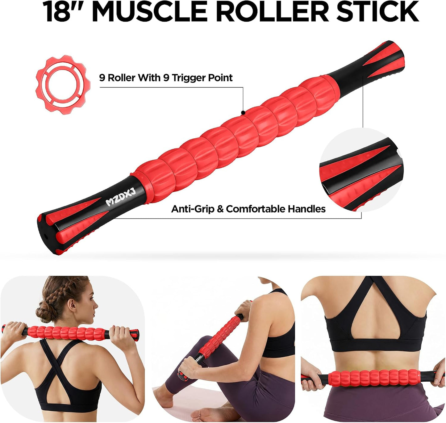 Wooden Cellulite Massage Roller for Legs and Thighs - Handheld Fascia Blaster Tool for Muscle Relief, Lymphatic Drainage & Body Sculpting - Anti Cellulite Massager for Women and Men (12 Wheel)